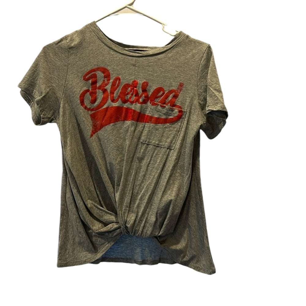 Top Girl, short sleeve tied up pocket tee